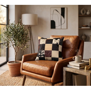 coussin peau de vache mixte marron