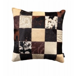 coussin peau de vache patchwork marron