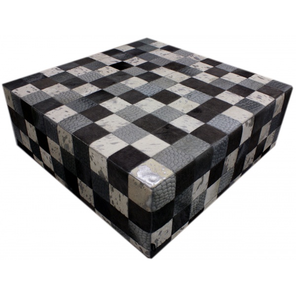 table en peau patchwork mixte gris