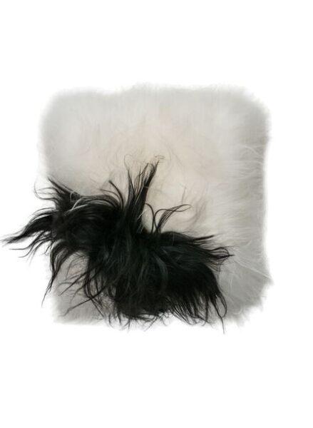 coussin peau de mouton noir et blanc