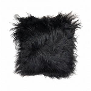 coussin en peau de mouton noir