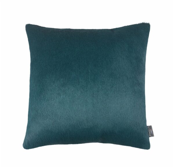 coussin peau de vache bleu canard
