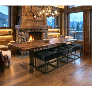 banquette noir peau de vache maison tergus chalet