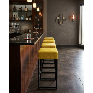 tabouret bar jaune peau de vache