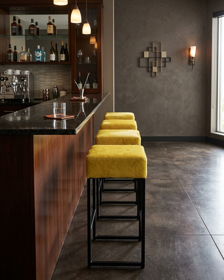 tabouret bar jaune peau de vache