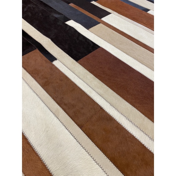 Tapis rayé LATTE en cuir – Image 3