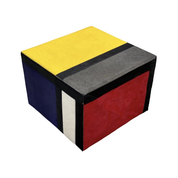 pouf-mondrian-peau-de-vache-cuir-multicolor