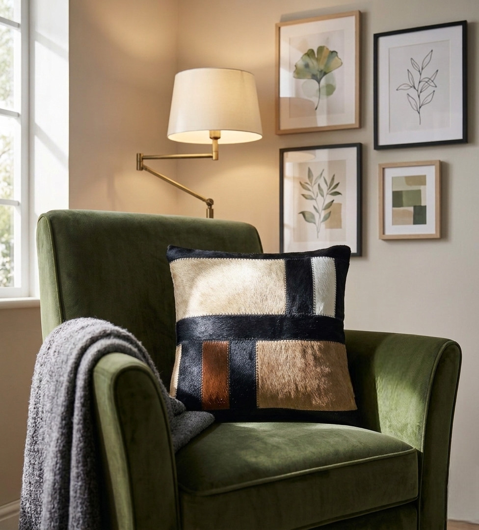 coussin bau cuir peau de vache maison tergus