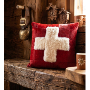 coussin suisse rouge déco montagne