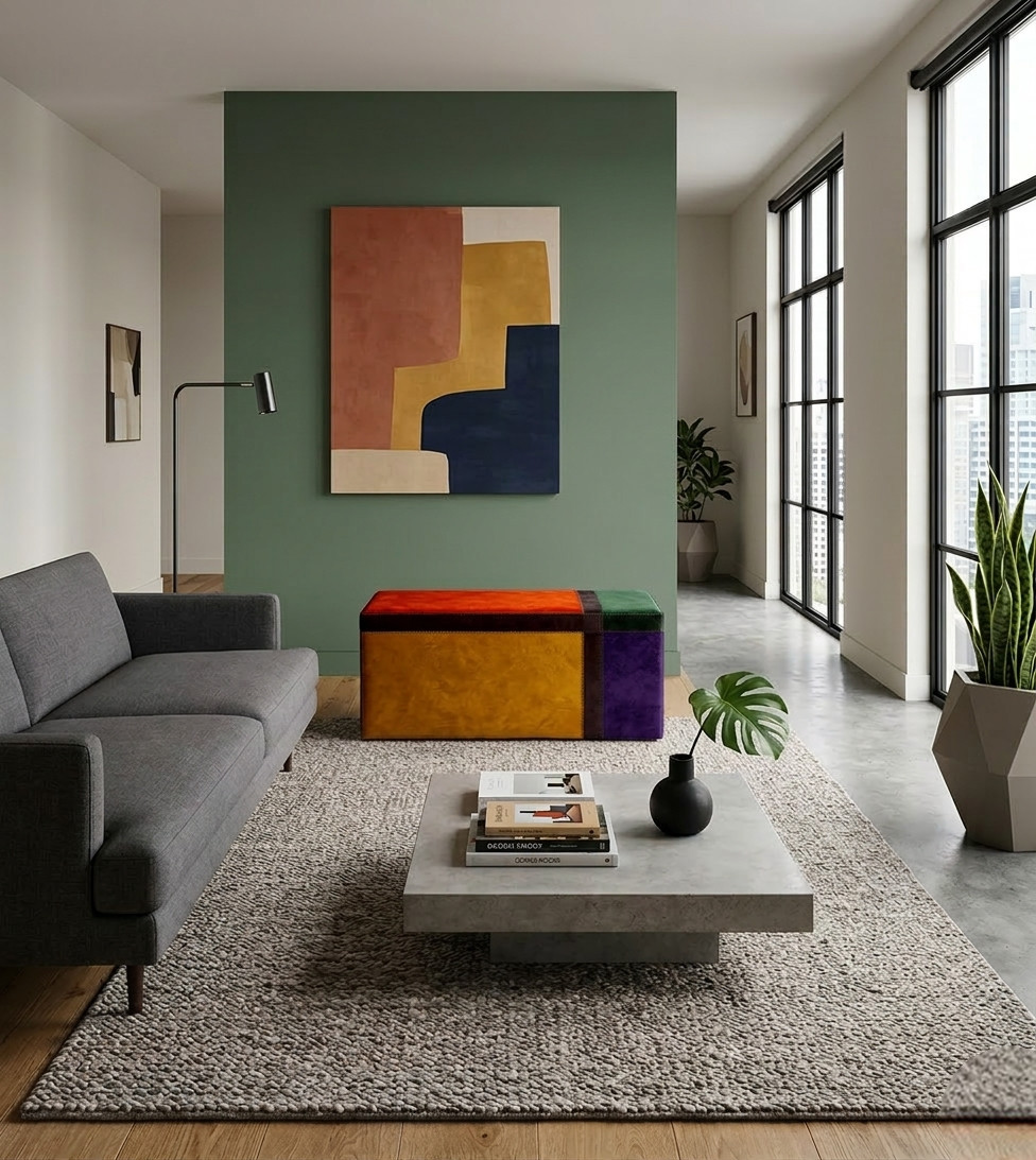 banquette cuir peau de vache mondrian