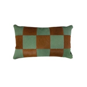 Coussin cuir Pop Vert/Marron