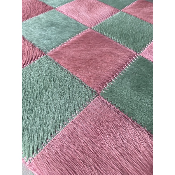 rose et vert pouf cuir