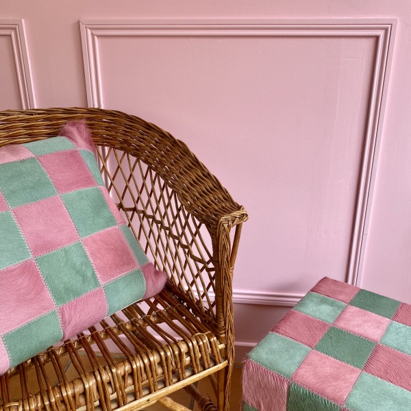 pouf rose vert ambiance pop rétro