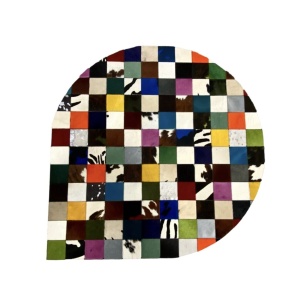 tapis vache patchwork multicolore goutte d'eau