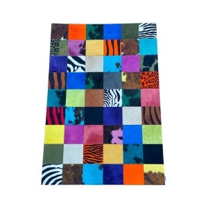 tapis vache patchwork multicolore grands carrés