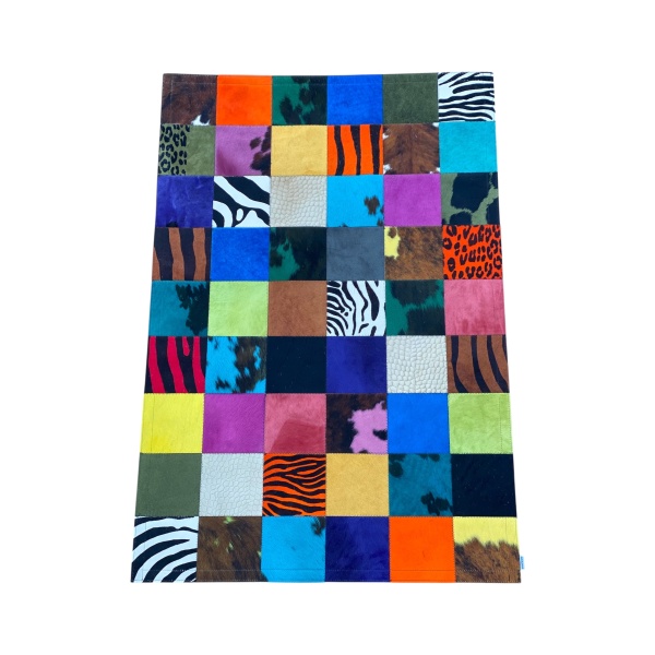 tapis vache patchwork multicolore grands carrés