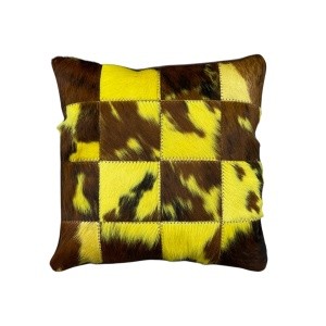 coussin patchwork vache normande jaune