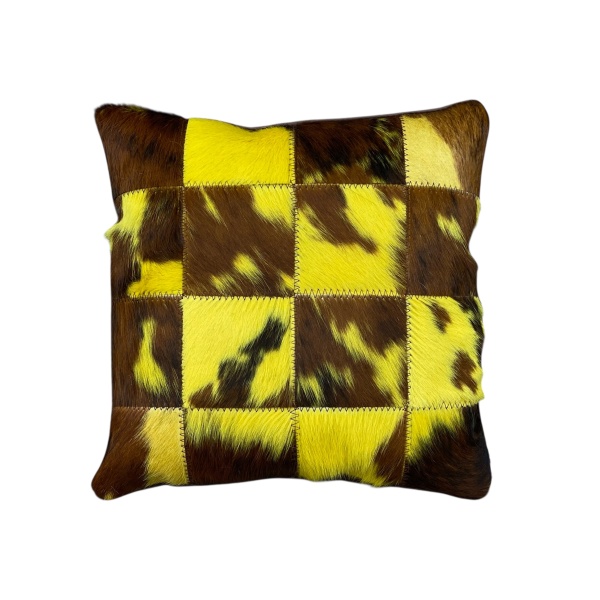 coussin patchwork vache normande jaune