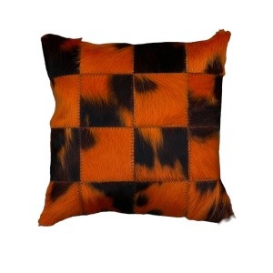 coussin patchwork vache normande orange