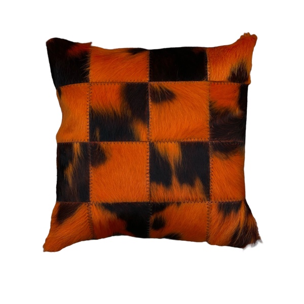 coussin patchwork vache normande orange