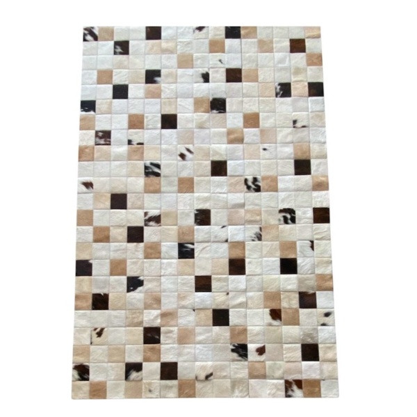 tapis vache patchwork naturel blanc
