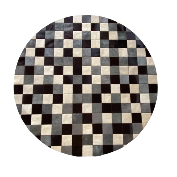 tapis vache rond mixte marron
