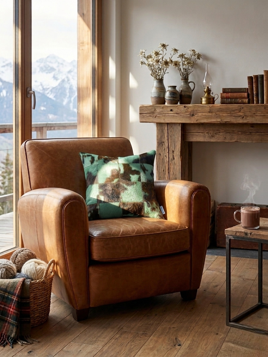 coussin peau de vache vert déco intérieur