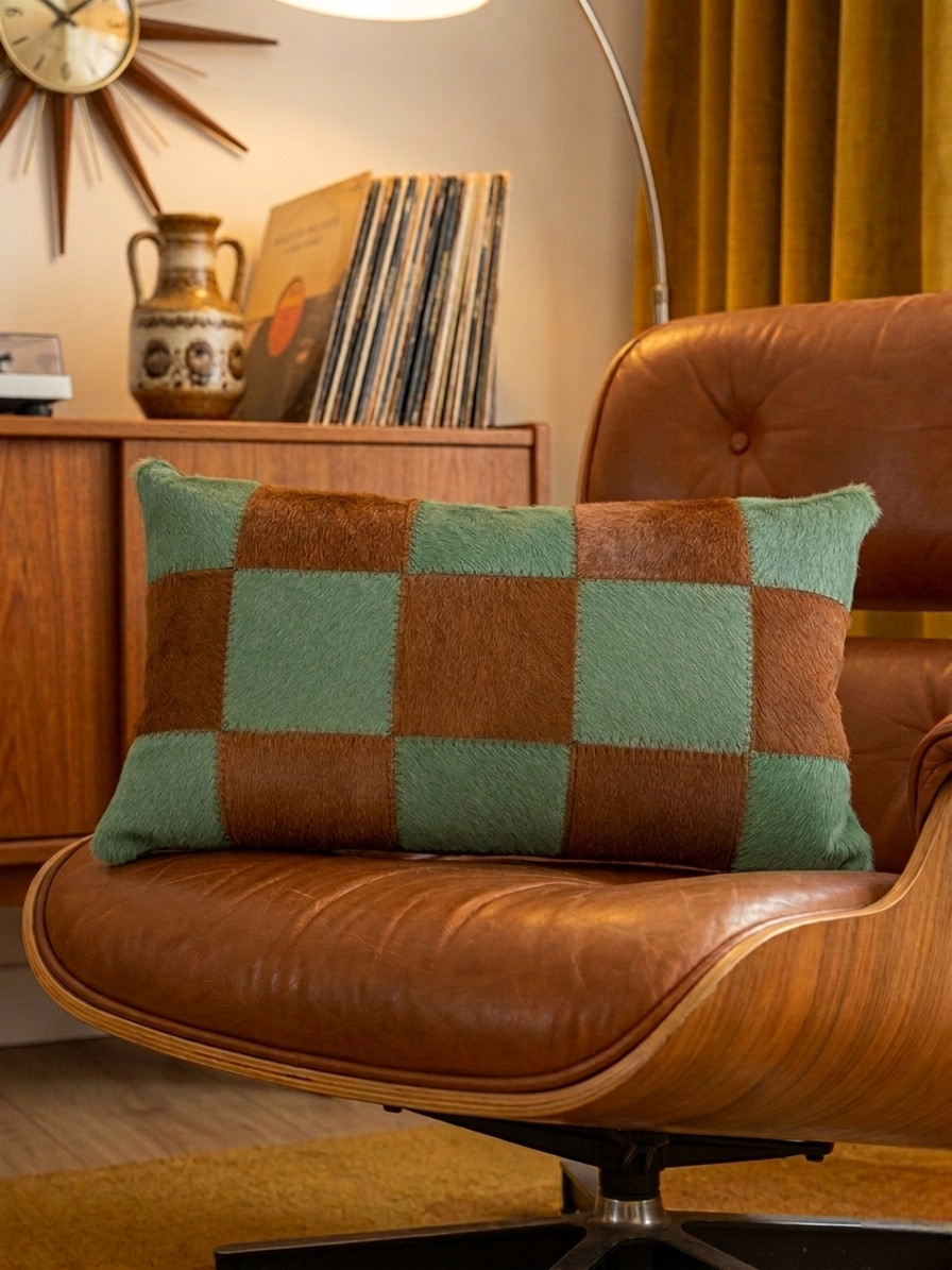 coussin pop vert et marron maison tergus déco