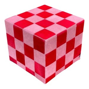pouf pop peau de vache rouge et rose côté