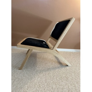 Fauteuil cuir et bois Maison TERGUS