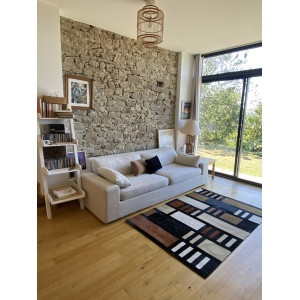 tapis design camel cuir vache