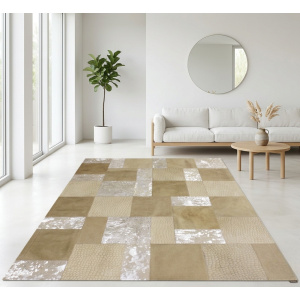 tapis cuir beige maison tergus