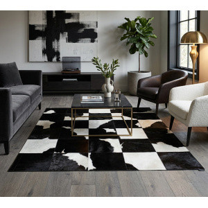 tapis peau de vache noir et blanc