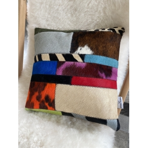 coussin multicolore rayé peau de vache maison tergus