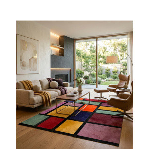 tapis mondrien rose