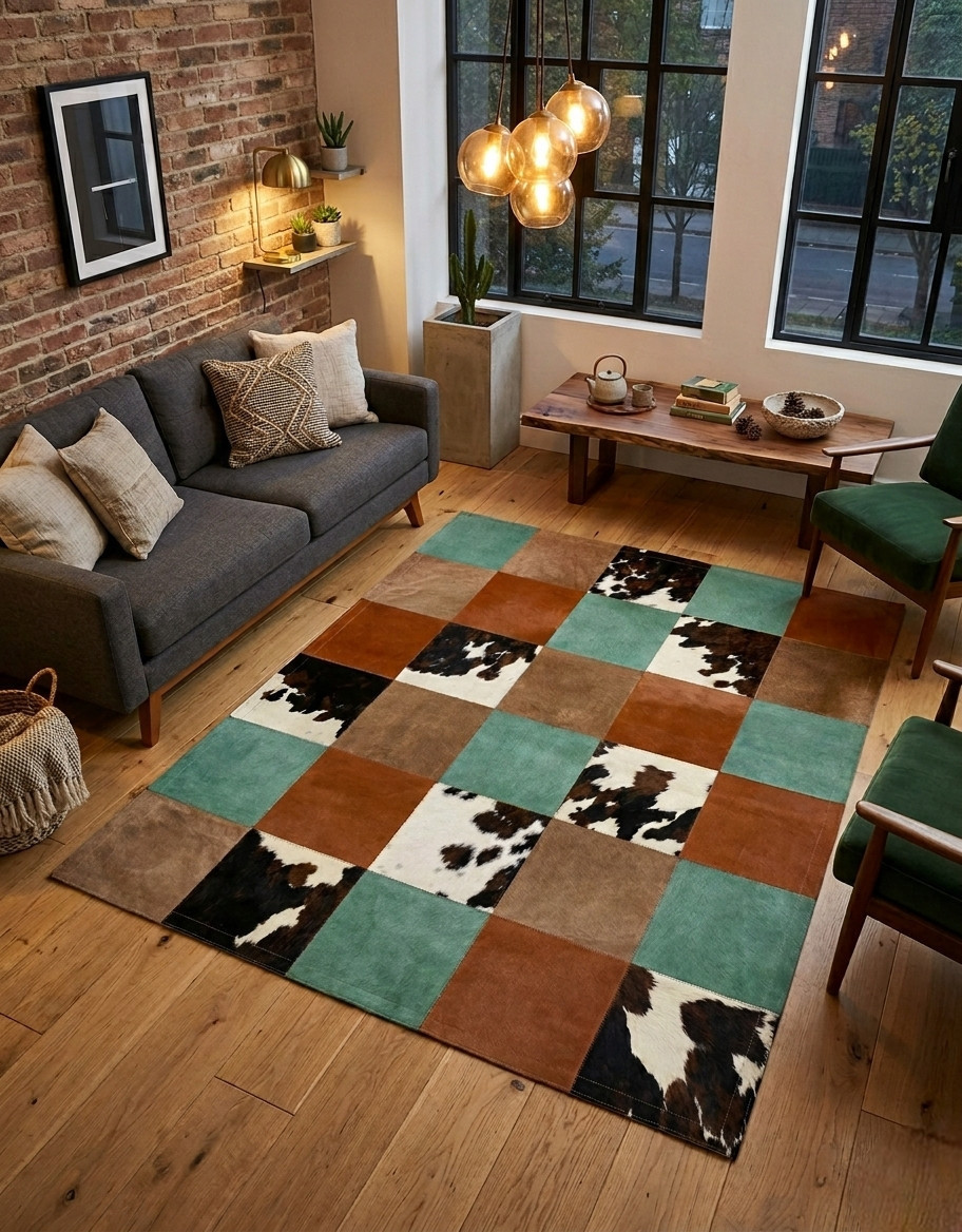 tapis peau de vache automne maison tergus