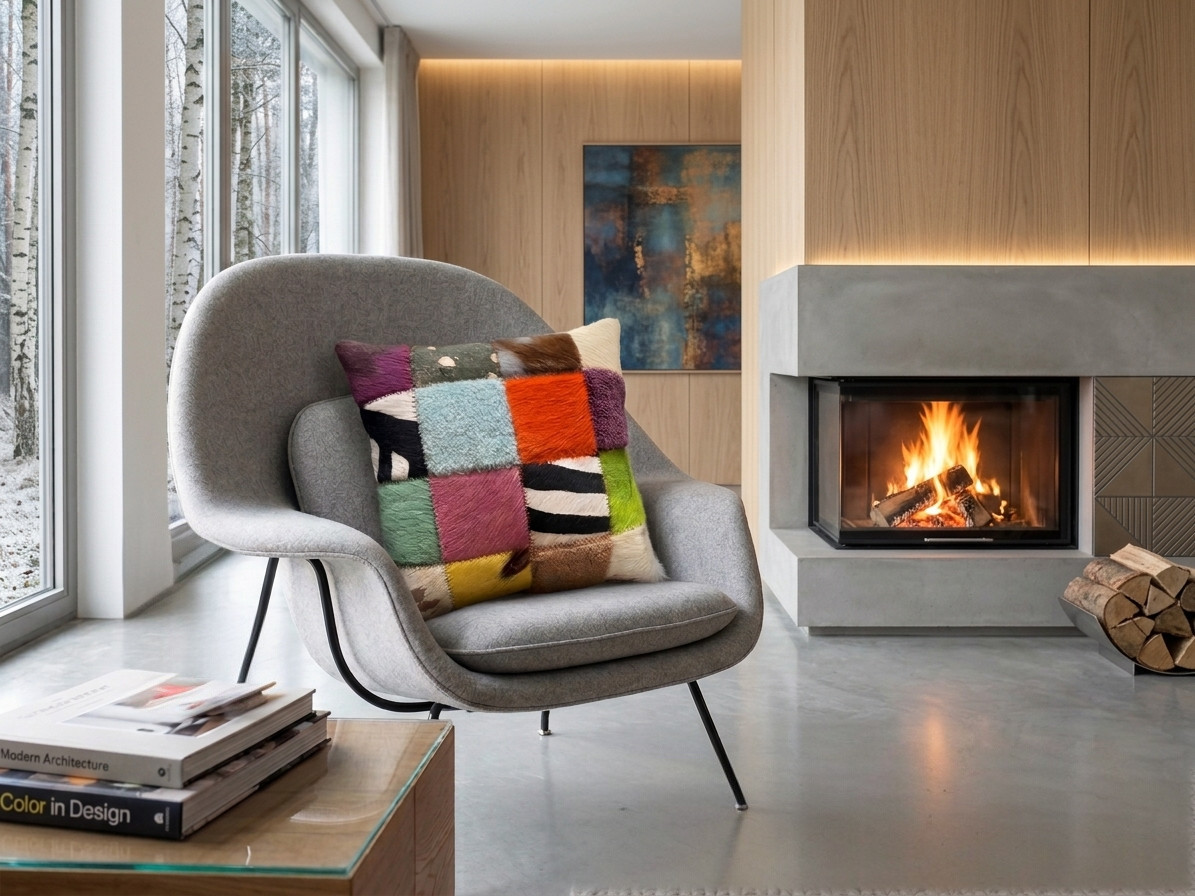Coussin patchwork Annecy au coin du feu